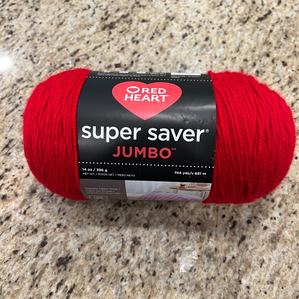 Red Heart Super Saver Jumbo Yarn Cherry Red E302C Medium 4 Acrylic 744 Yards